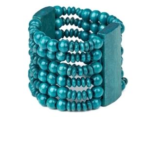 Paparazzi Dont Stop BELIZE-ing Turquoise Wood  Beaded Bracelet NWT